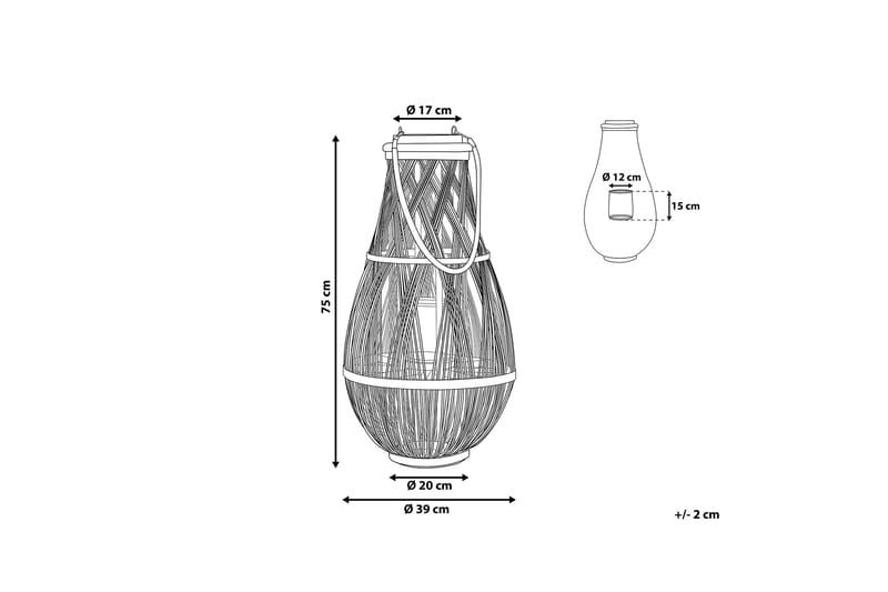 Lykt Tonga 39 cm - Tre | Natur - Interiør - Dekorasjon & innredningsdetaljer