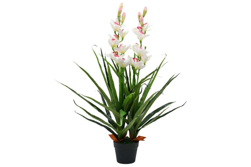 Kunstig cymbidium orkide med potte 100 cm grønn - Grønn - Interiør - Dekorasjon & innredningsdetaljer - Pyntegjenstander - Blomsterdekorasjon