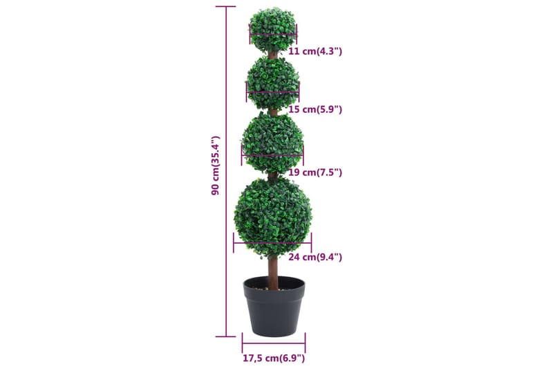 Kunstig buksbomplante med potte ballformet 90 cm grønn - grønn - Interiør - Dekorasjon & innredningsdetaljer - Pyntegjenstander - Blomsterdekorasjon