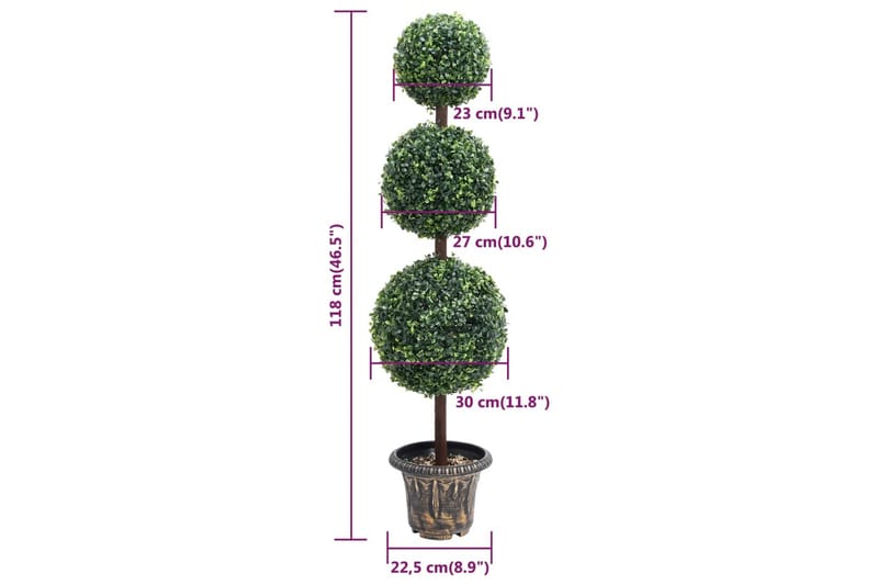 Kunstig buksbomplante med potte ballformet 118 cm grønn - grønn - Interiør - Dekorasjon & innredningsdetaljer - Pyntegjenstander - Blomsterdekorasjon