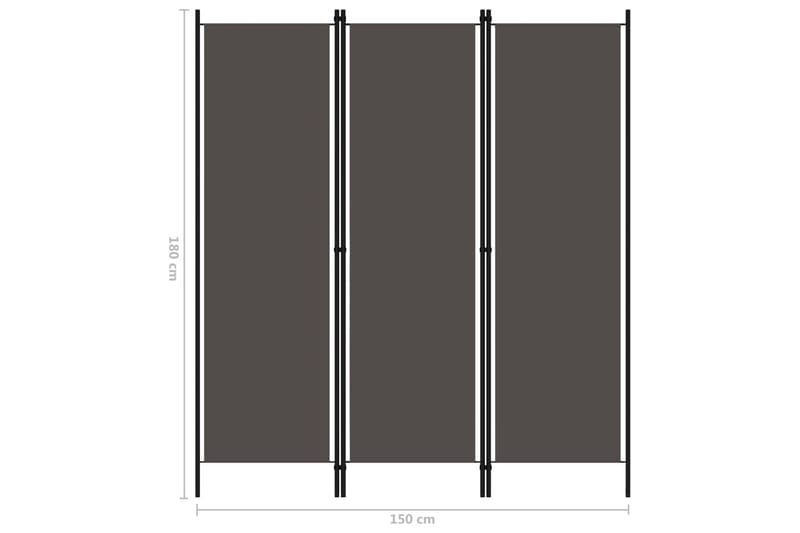 Romdeler 3 paneler antrasitt 150x180cm - Interiør - Dekorasjon & innredningsdetaljer - Romdelere