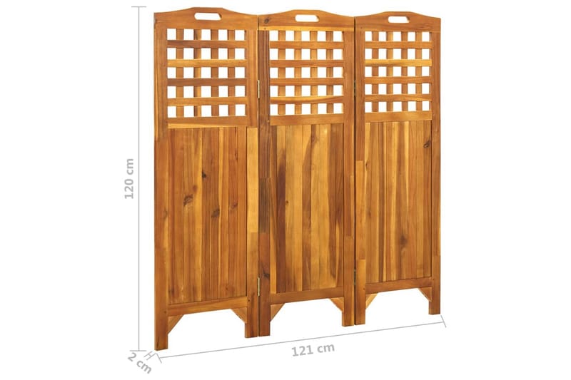 Romdeler 3 paneler 121x2x120 cm heltre akasie - Brun - Interiør - Dekorasjon & innredningsdetaljer - Romdelere