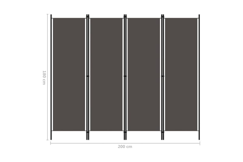 Romdeler 4 paneler antrasitt 200x180 cm - Interiør - Dekorasjon & innredningsdetaljer - Romdelere