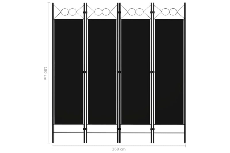 Romdeler 4 paneler svart 160x180 cm - Interiør - Dekorasjon & innredningsdetaljer - Romdelere