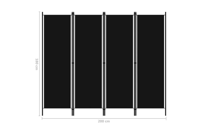 Romdeler 4 paneler svart 200x180 cm - Interiør - Dekorasjon & innredningsdetaljer - Romdelere