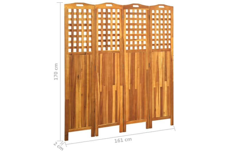 Romdeler 4 paneler 161x2x170 cm heltre akasie - Brun - Interiør - Dekorasjon & innredningsdetaljer - Romdelere