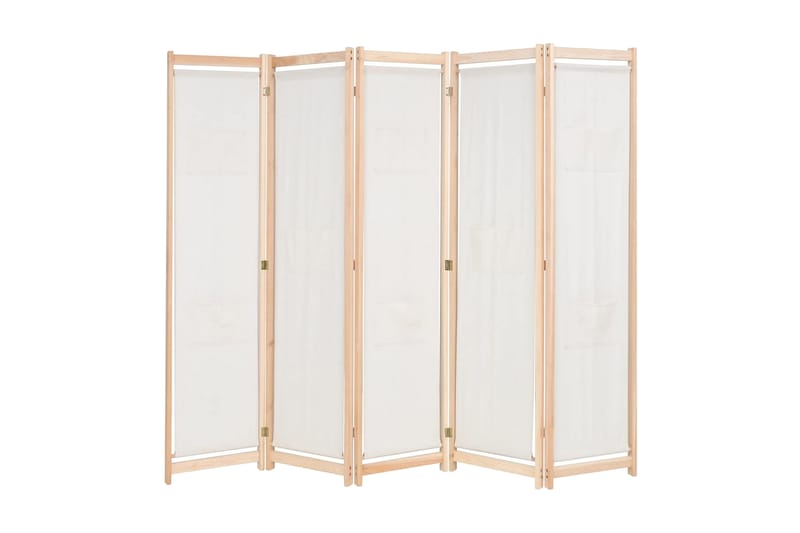 Romdeler 5 paneler krem 200x170x4 cm stoff - Beige - Interiør - Dekorasjon & innredningsdetaljer - Romdelere