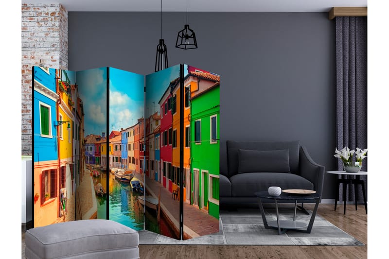 Romdeler - Colorful Canal i Burano II 225x172 - Artgeist sp. z o. o. - Interiør - Dekorasjon & innredningsdetaljer - Romdelere