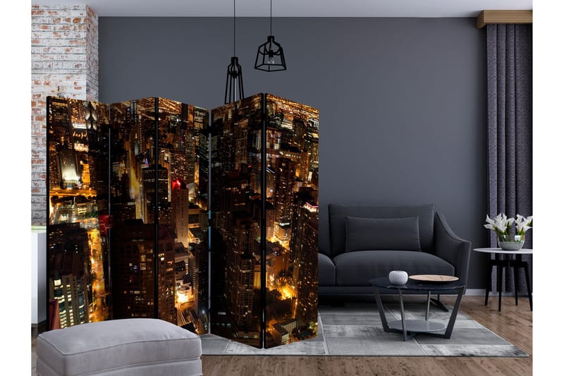 Room Divider - City by night - Chicago II 225x172 - Artgeist sp. z o. o. - Interiør - Dekorasjon & innredningsdetaljer - Romdelere