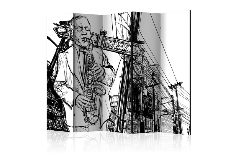 Room Divider - Saxophone recital on Broadway II 225x172 - Artgeist sp. z o. o. - Interiør - Dekorasjon & innredningsdetaljer - Romdelere