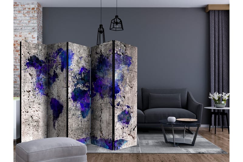 Room Divider - World Map Ink Blots II 225x172 - Artgeist sp. z o. o. - Interiør - Dekorasjon & innredningsdetaljer - Romdelere