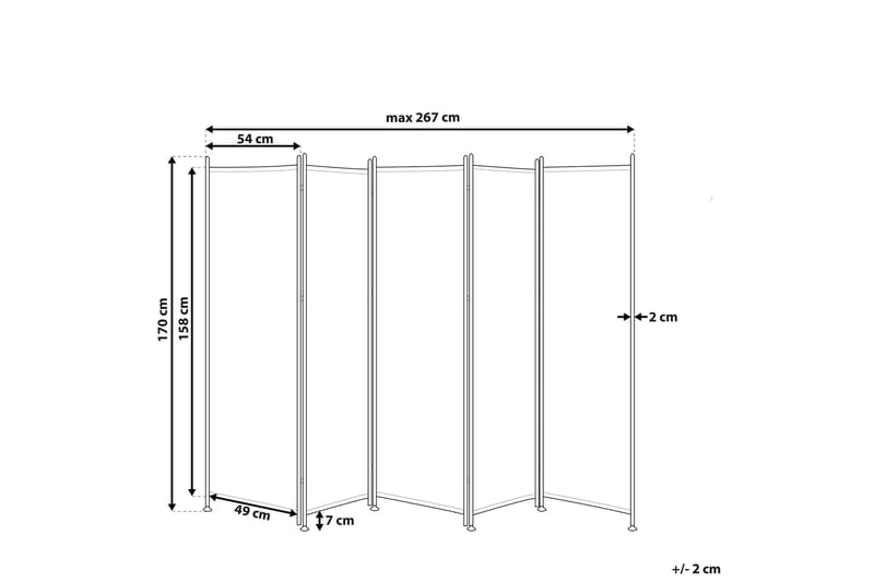 Skjermvegg 5 paneler 270 x 170 cm svart NARNI - Svart - Interiør - Dekorasjon & innredningsdetaljer - Romdelere