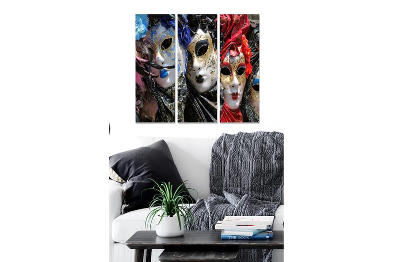 Bilde Abstract 3-pk Flerfarget - 22x05 cm - Interiør - Maleri & posters - Lerretsbilder