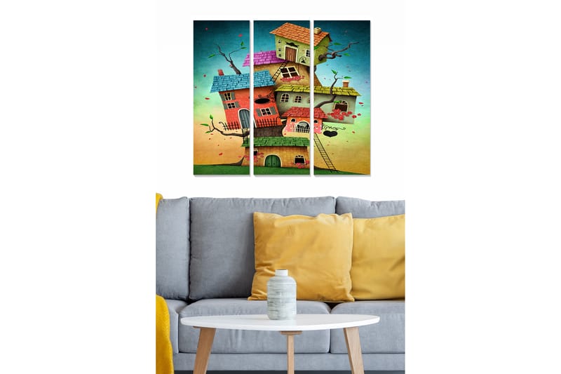 Bilde Abstract 3-pk Flerfarget - 22x05 cm - Interiør - Maleri & posters - Lerretsbilder