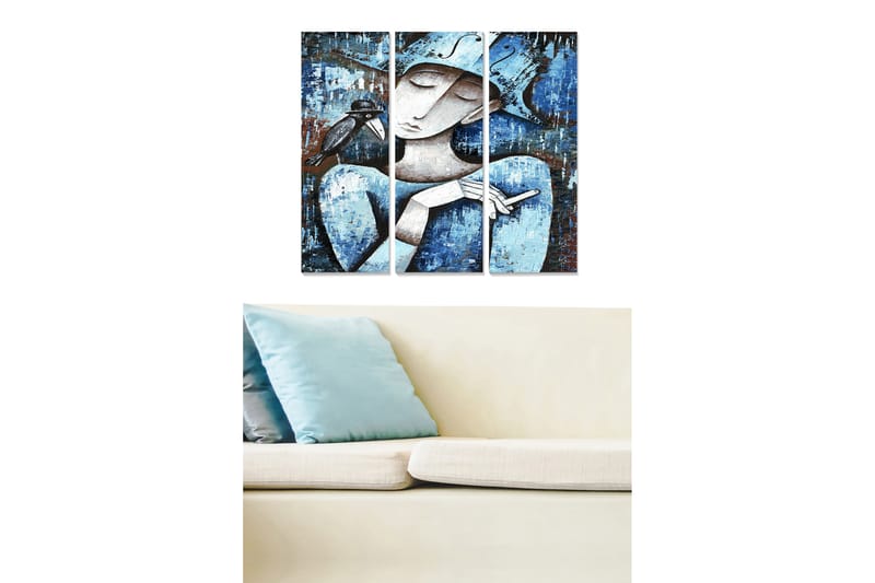 Bilde Abstract 3-pk Flerfarget - 22x05 cm - Interiør - Maleri & posters - Lerretsbilder