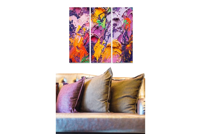 Bilde Abstract 3-pk Flerfarget - 22x05 cm - Interiør - Maleri & posters - Lerretsbilder