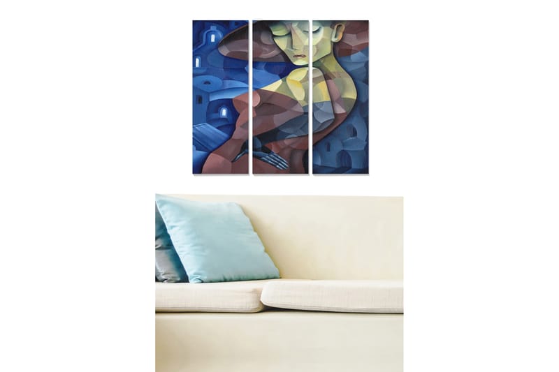 Bilde Abstract 3-pk Flerfarget - 22x05 cm - Interiør - Maleri & posters - Lerretsbilder