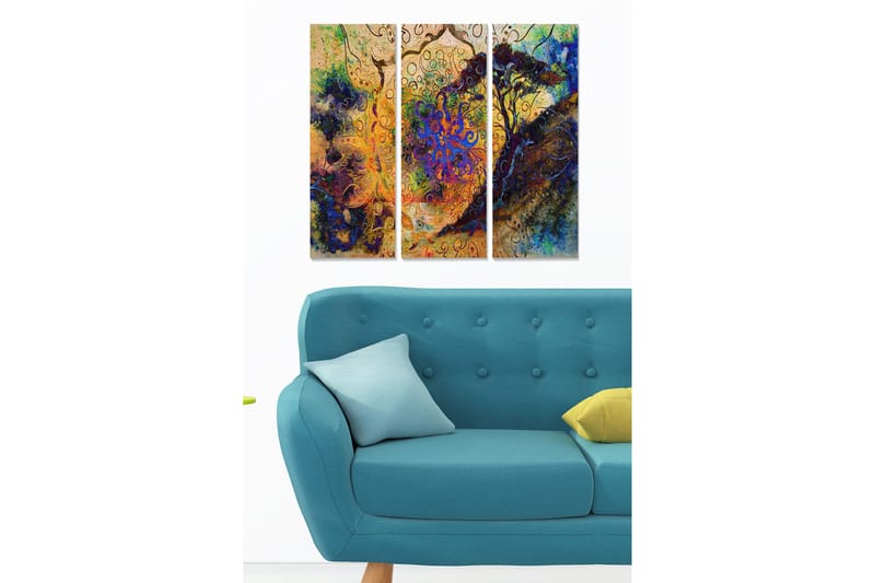 Bilde Abstract 3-pk Flerfarget - 22x05 cm - Interiør - Maleri & posters - Lerretsbilder