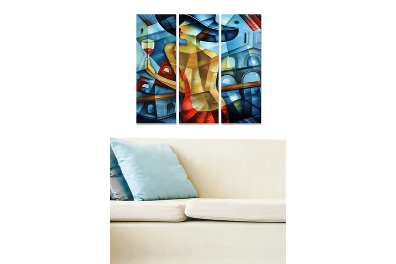 Bilde Abstract 3-pk Flerfarget - 22x05 cm - Interiør - Maleri & posters - Lerretsbilder