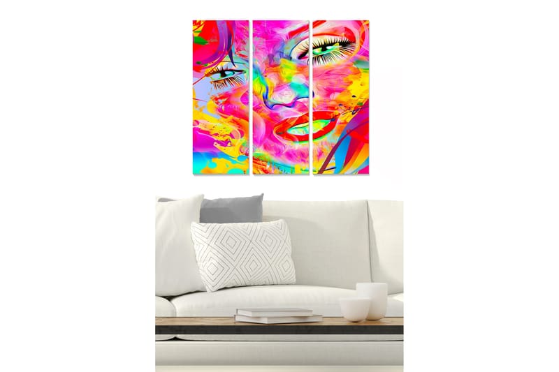 Bilde Abstract 3-pk Flerfarget - 22x05 cm - Interiør - Maleri & posters - Lerretsbilder