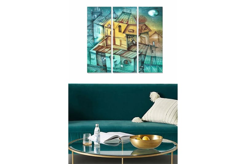 Bilde Building 3-pk flerfarget - 22x05 cm - Interiør - Maleri & posters - Lerretsbilder