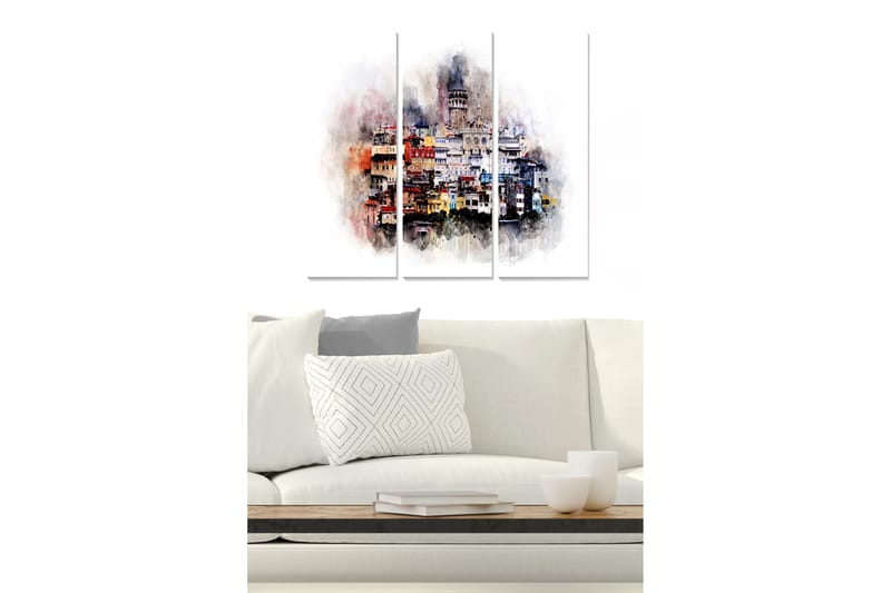 Bilde Building 3-pk flerfarget - 22x05 cm - Interiør - Maleri & posters - Lerretsbilder