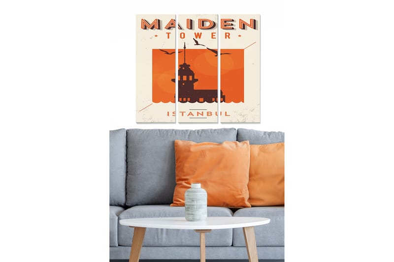 Bilde City 3-pk Flerfarget - 22x05 cm - Interiør - Maleri & posters - Lerretsbilder