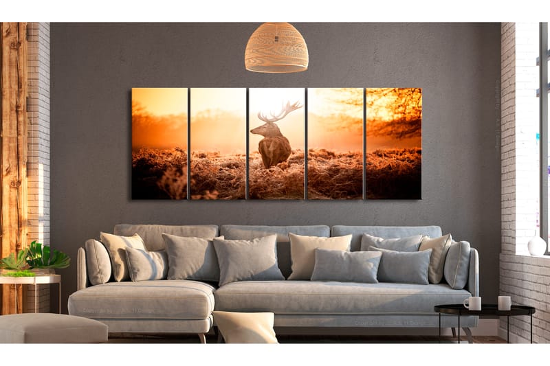 Bilde Deer At Sunset 200x80 - Artgeist sp. z o. o. - Interiør - Maleri & posters - Lerretsbilder