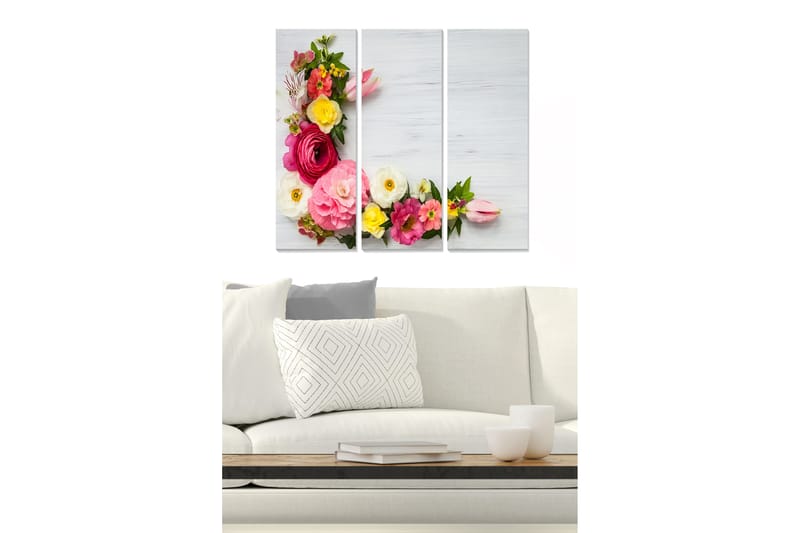 Bilde Floral 3-pk flerfarget - 22x05 cm - Interiør - Maleri & posters - Lerretsbilder