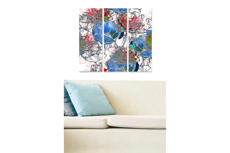 Bilde Floral 3-pk flerfarget - 22x05 cm - Interiør - Maleri & posters - Lerretsbilder