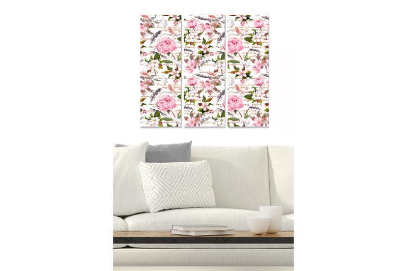 Bilde Floral 3-pk flerfarget - 22x05 cm - Interiør - Maleri & posters - Lerretsbilder