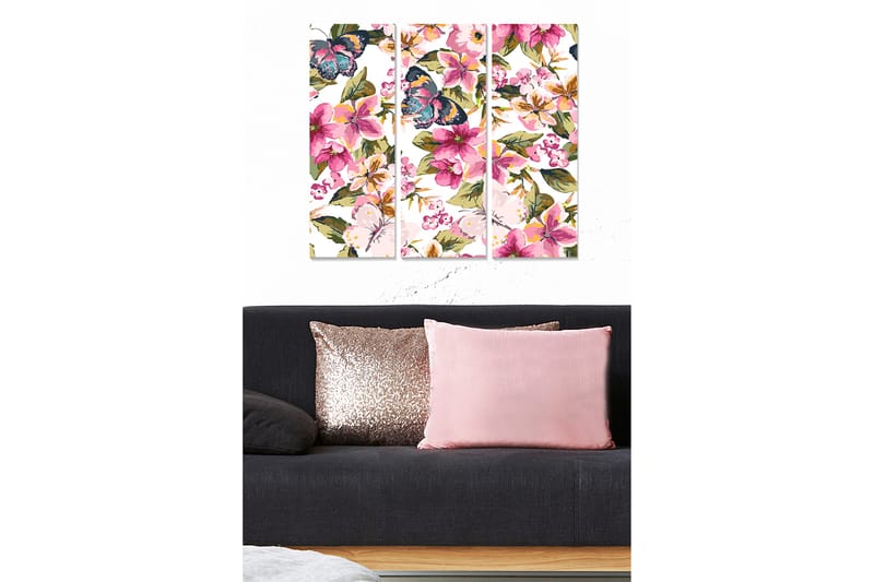 Bilde Floral 3-pk flerfarget - 22x05 cm - Interiør - Maleri & posters - Lerretsbilder