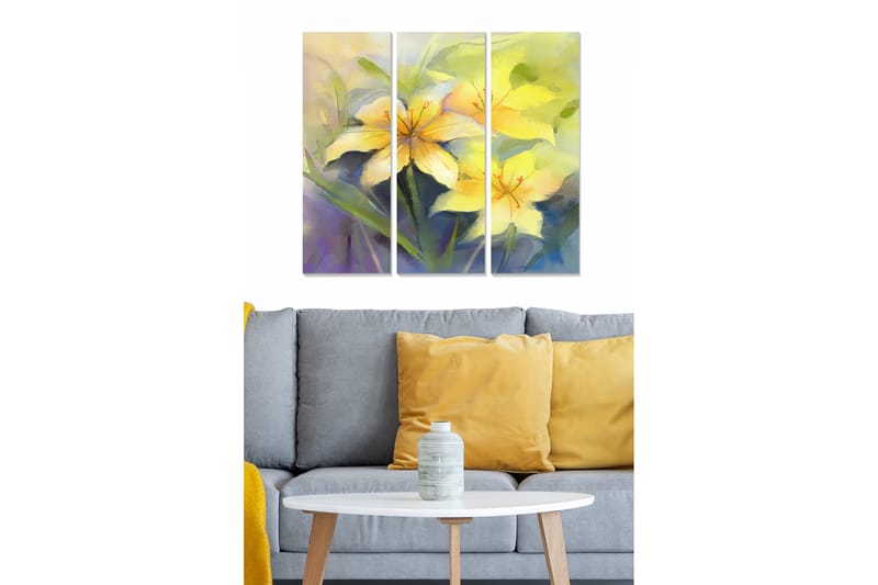 Bilde Floral 3-pk flerfarget - 22x05 cm - Interiør - Maleri & posters - Lerretsbilder