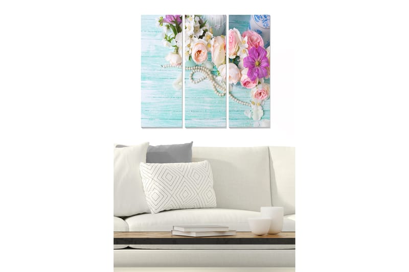 Bilde Floral 3-pk flerfarget - 22x05 cm - Interiør - Maleri & posters - Lerretsbilder