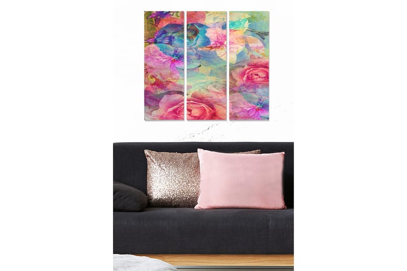 Bilde Floral 3-pk flerfarget - 22x05 cm - Interiør - Maleri & posters - Lerretsbilder