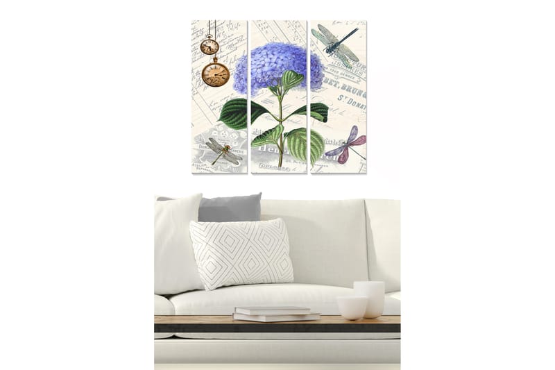 Bilde Floral 3-pk flerfarget - 22x05 cm - Interiør - Maleri & posters - Lerretsbilder