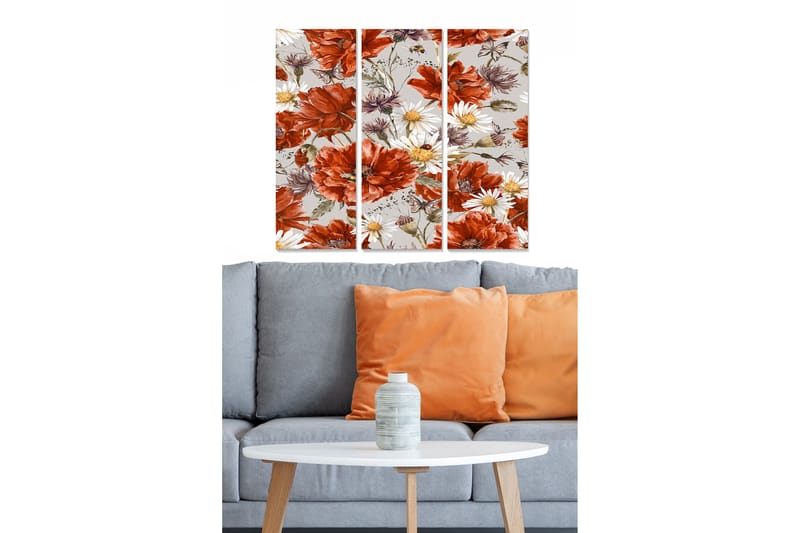 Bilde Floral 3-pk flerfarget - 22x05 cm - Interiør - Maleri & posters - Lerretsbilder