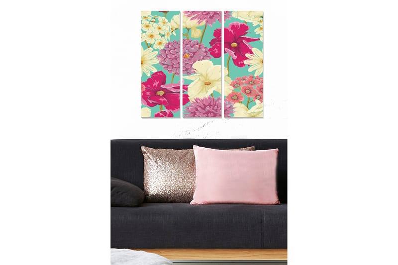 Bilde Floral 3-pk flerfarget - 22x05 cm - Interiør - Maleri & posters - Lerretsbilder