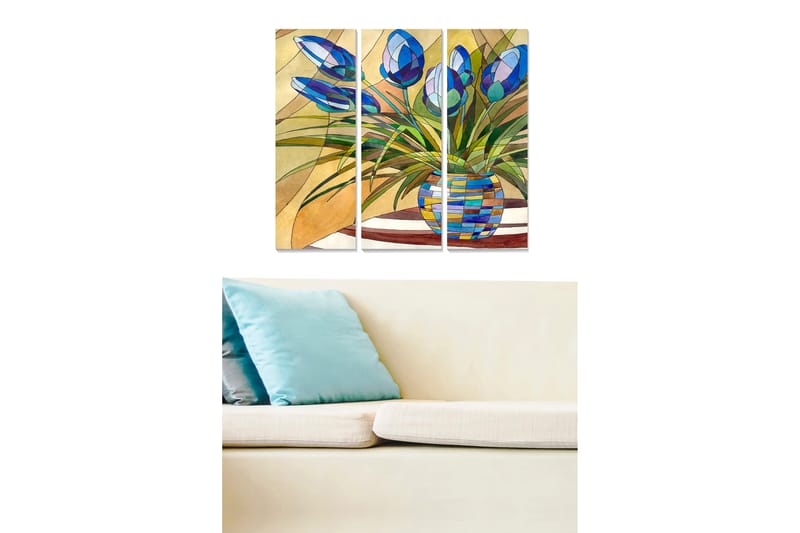 Bilde Floral 3-pk flerfarget - 22x05 cm - Interiør - Maleri & posters - Lerretsbilder