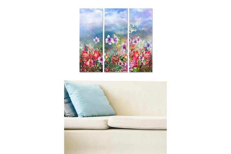 Bilde Floral 3-pk flerfarget - 22x05 cm - Interiør - Maleri & posters - Lerretsbilder