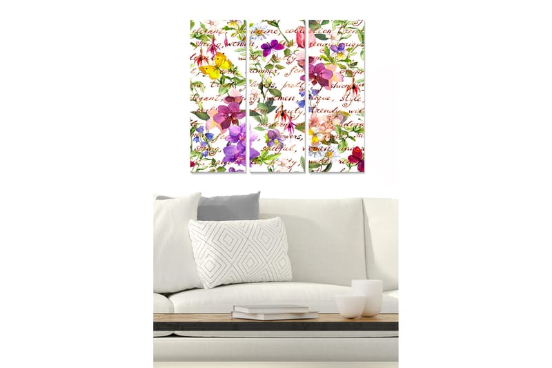 Bilde Floral 3-pk flerfarget - 22x05 cm - Interiør - Maleri & posters - Lerretsbilder