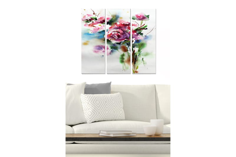 Bilde Floral 3-pk flerfarget - 22x05 cm - Interiør - Maleri & posters - Lerretsbilder