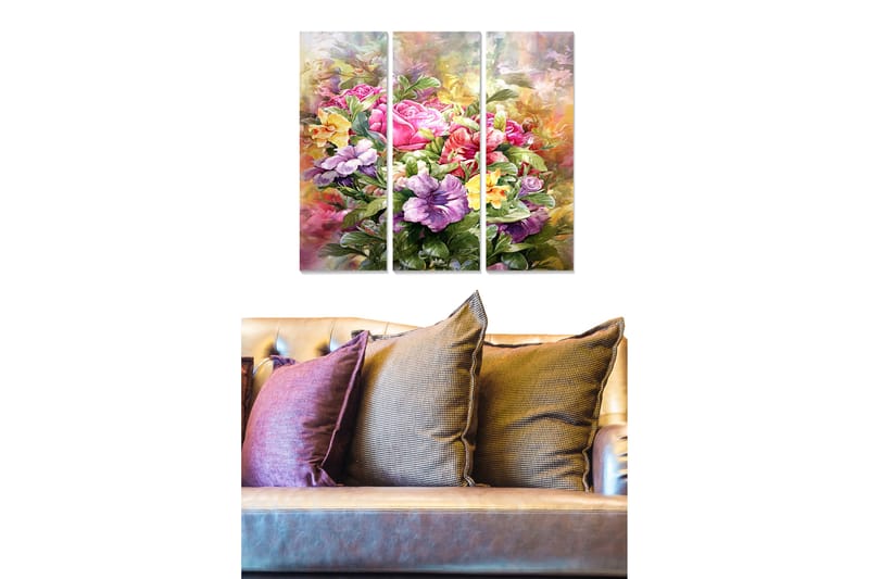 Bilde Floral 3-pk flerfarget - 22x05 cm - Interiør - Maleri & posters - Lerretsbilder