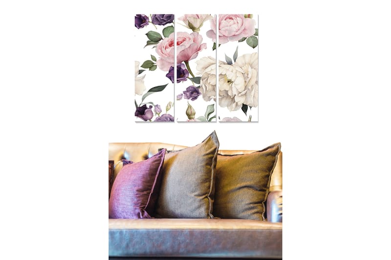 Bilde Floral 3-pk flerfarget - 22x05 cm - Interiør - Maleri & posters - Lerretsbilder