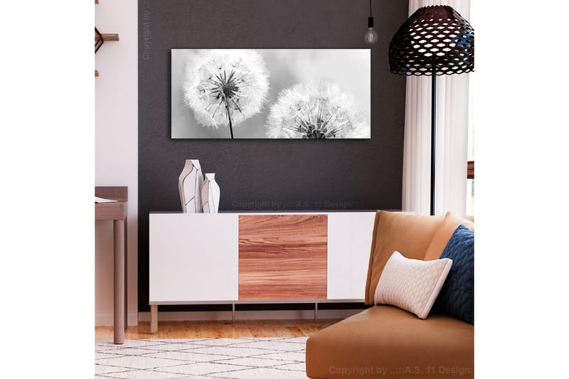 Bilde Fluffy Dandelions 100x45 - Artgeist sp. z o. o. - Interiør - Maleri & posters - Lerretsbilder