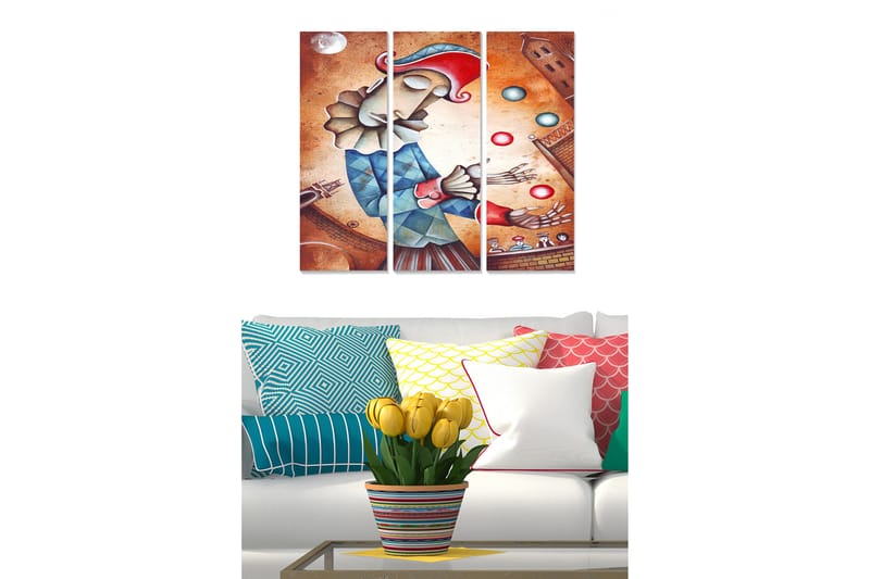 Bilde Geometric 3-pk Flerfarget - 22x05 cm - Interiør - Maleri & posters - Lerretsbilder