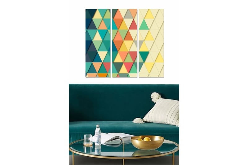 Bilde Geometric 3-pk Flerfarget - 22x05 cm - Interiør - Maleri & posters - Lerretsbilder