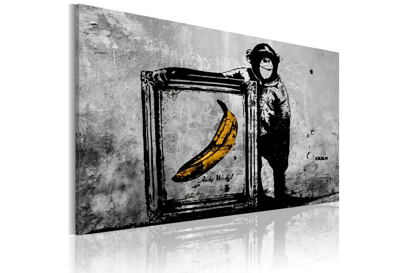 Bilde Inspired by Banksy black and white 120x80 - Artgeist sp. z o. o. - Interiør - Maleri & posters - Lerretsbilder