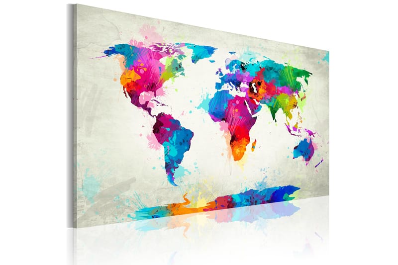 Bilde Map of the world an explosion of colors 120x80 - Artgeist sp. z o. o. - Interiør - Maleri & posters - Lerretsbilder