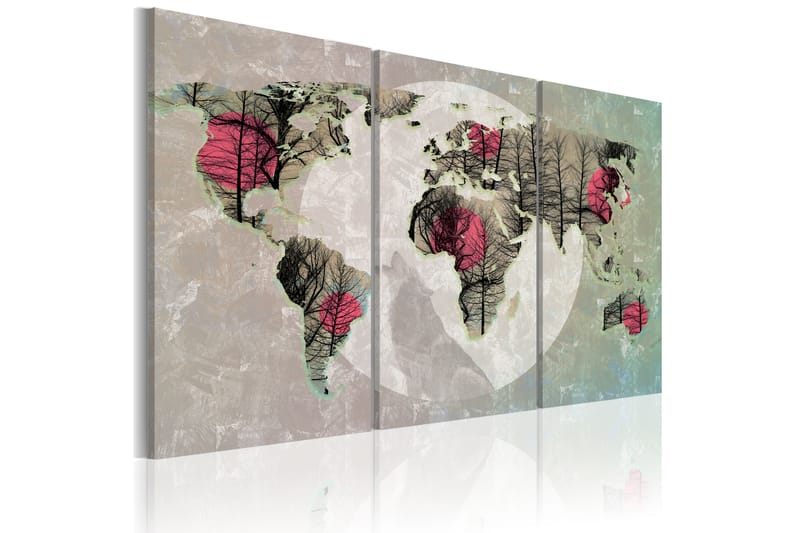 Bilde Map of the World: Full Moon 90x60 - Artgeist sp. z o. o. - Interiør - Maleri & posters - Lerretsbilder